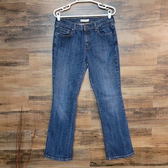 Levi's Jeans Size 8 Mid Rise 515 Bootcut Studded Medium Dark Wash Western - Picture 2 of 10